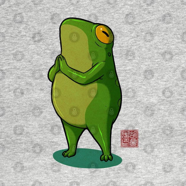 Yoga Frog Prayer Pose Sun Salutation by DingHuArt